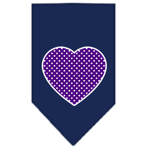 Purple Swiss Dot Heart Screen Print Bandana Navy Blue Small